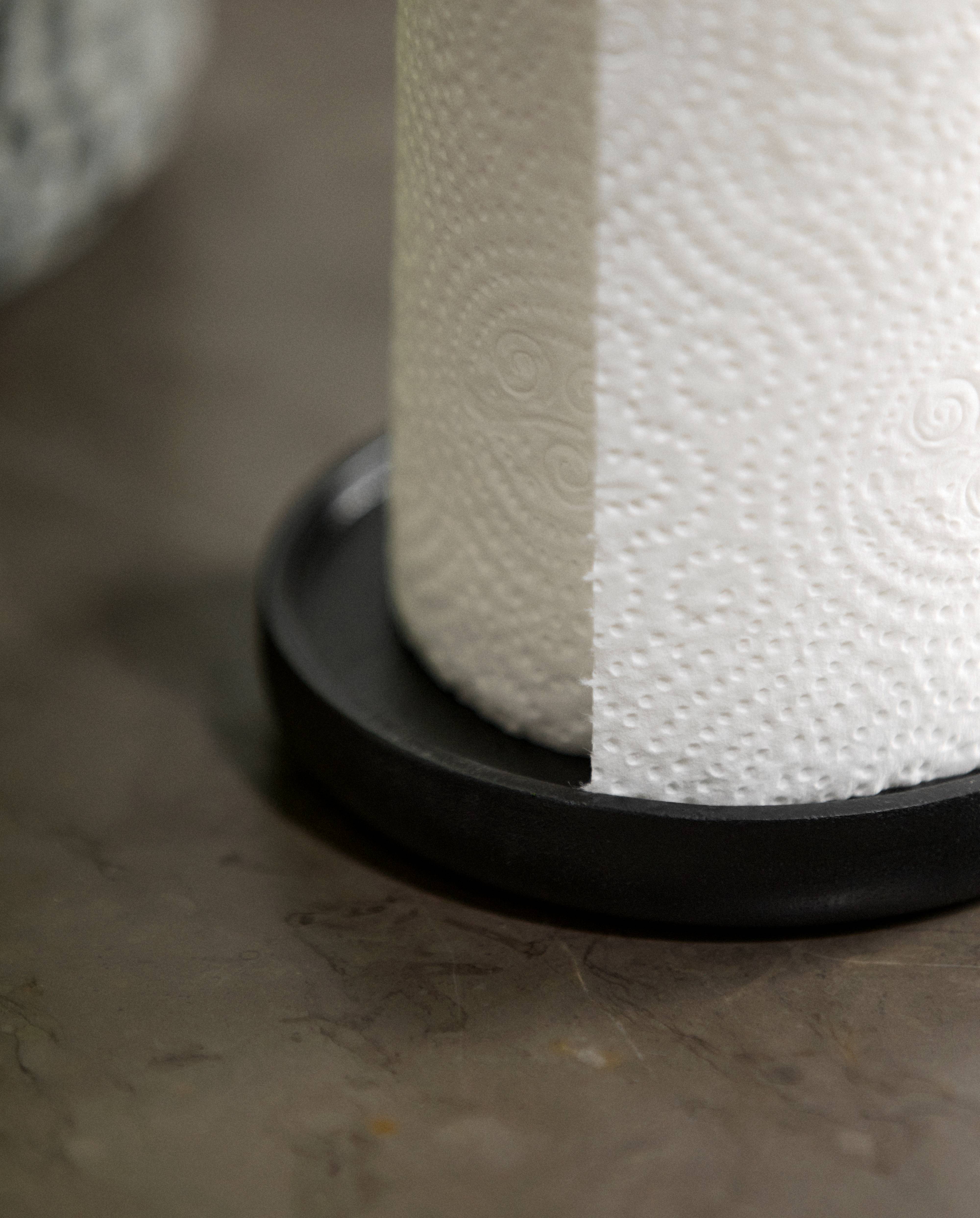 PIPER paper towel holder, wood - black