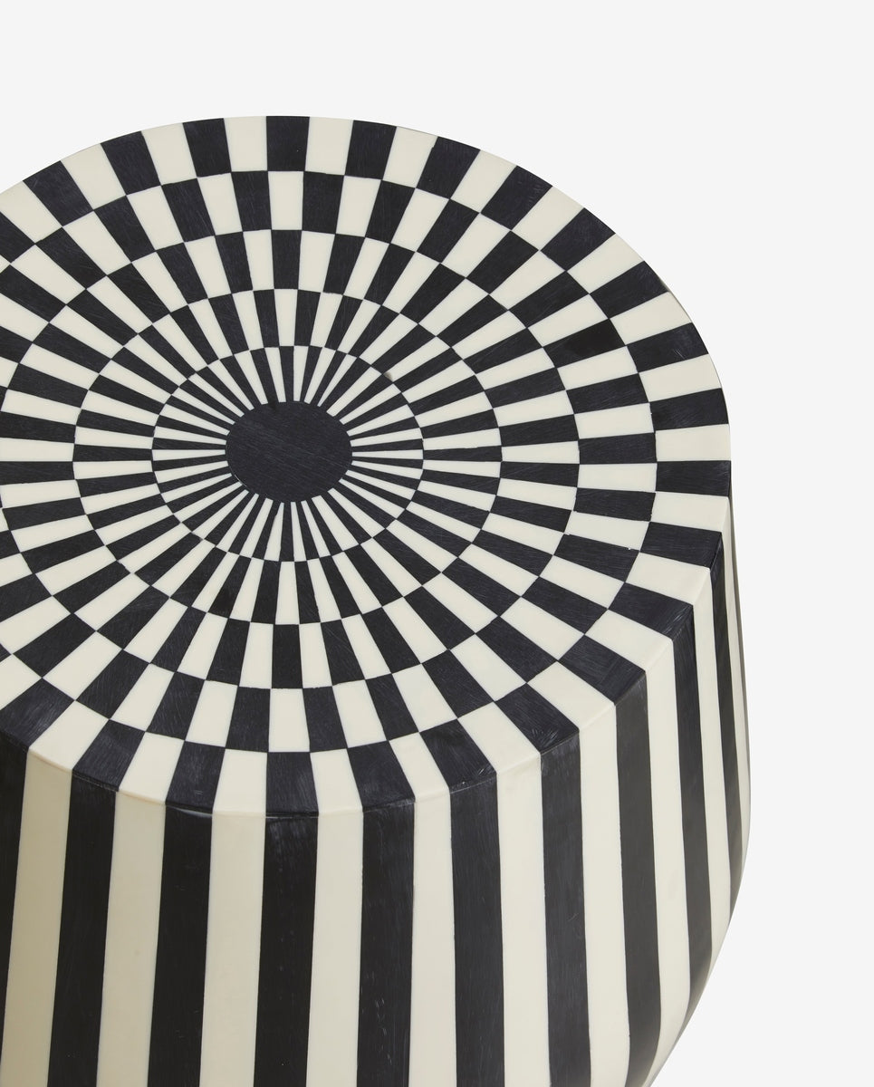 Table d'appoint/tabouret TAURA - noir/ivoire