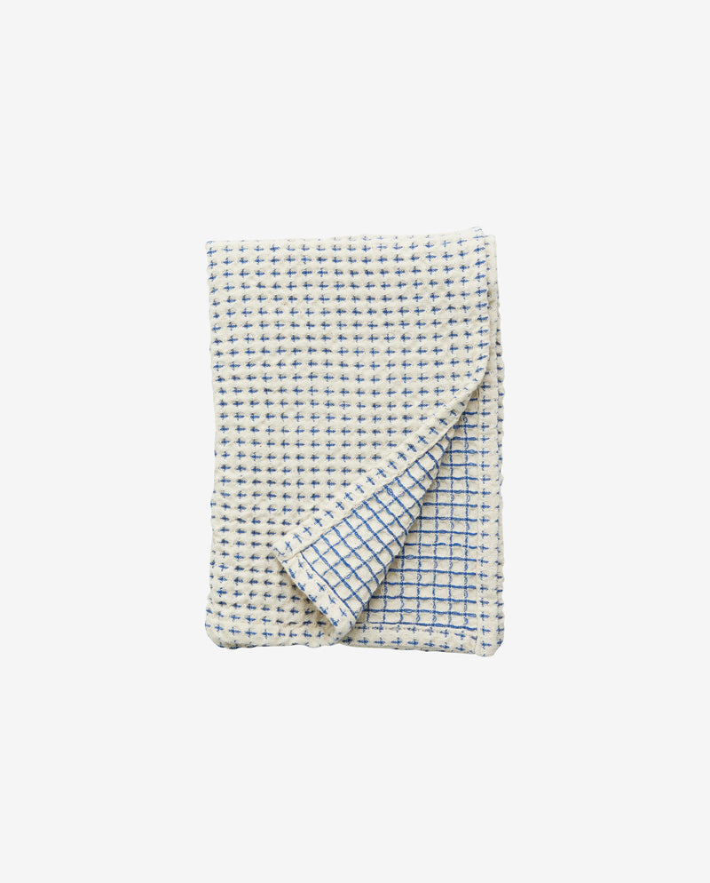 HEZE tea towel, waffle, off white/blue