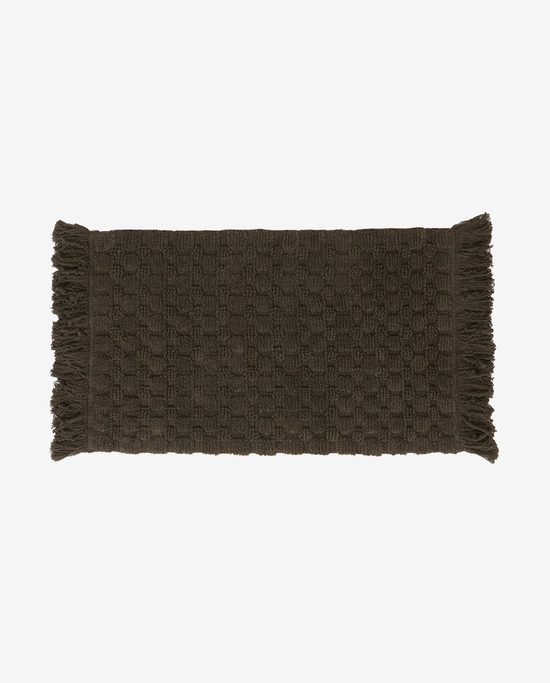 Tapis de bain à franges LUNA - marron foncé