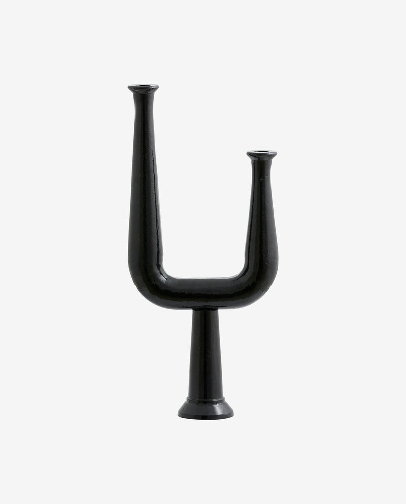 ULOPU candleholder, 2 arm, aluminum - black