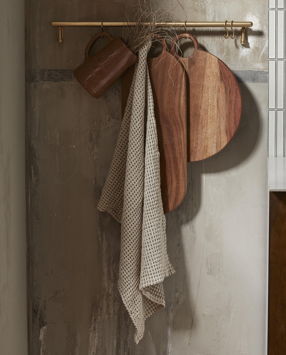 HEZE tea towel, waffle - off white/green