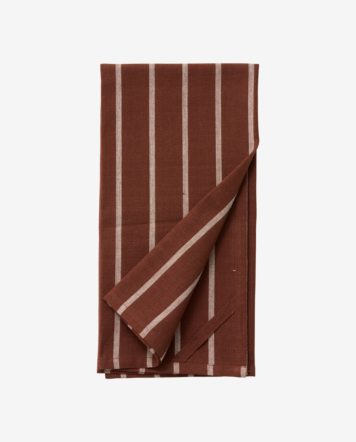 KINU tea towel, striped - burgundy/beige