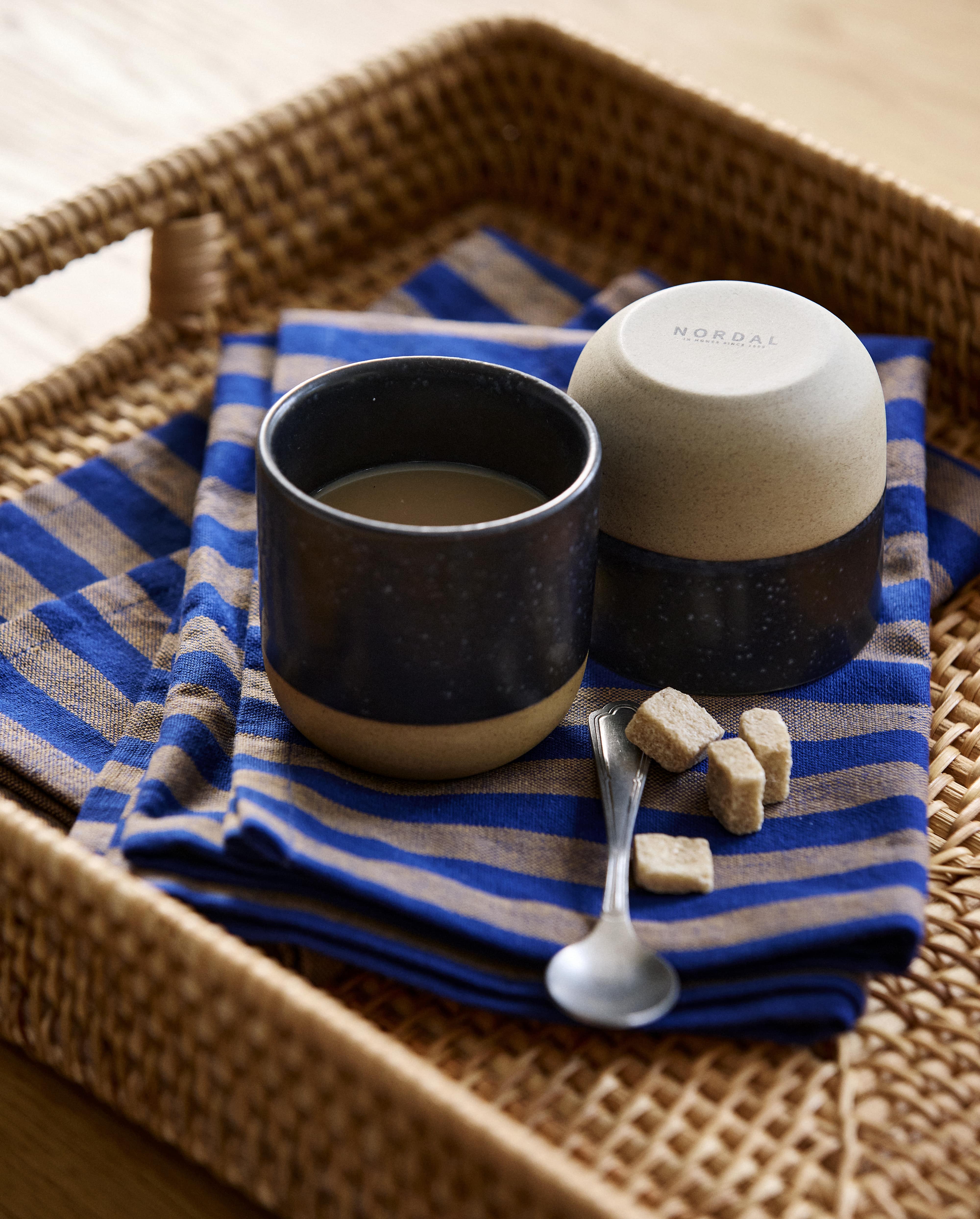 Paño de cocina RAFU, a rayas - marrón/azul