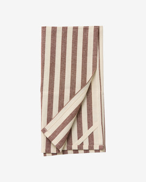 RAFU tea towel, striped - burgundy/beige