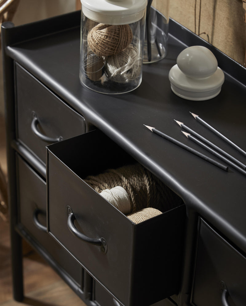 PORTLAND iron drawer, 8 drawers - black