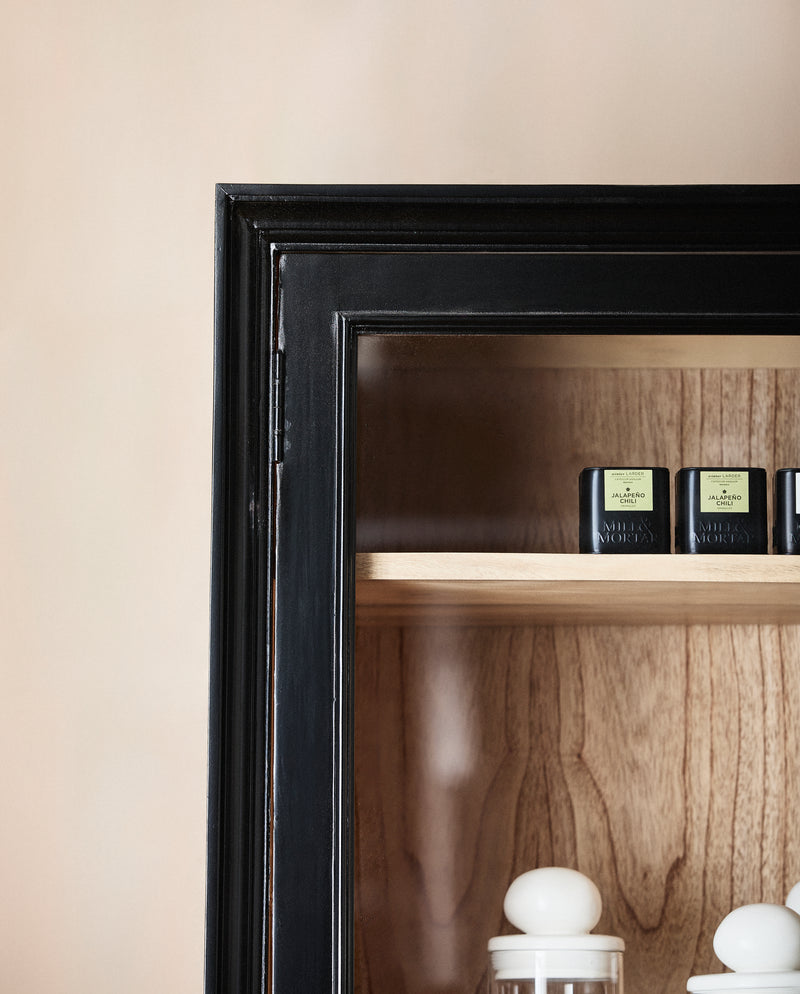 VIVA cabinet w/glass doors+drawers black