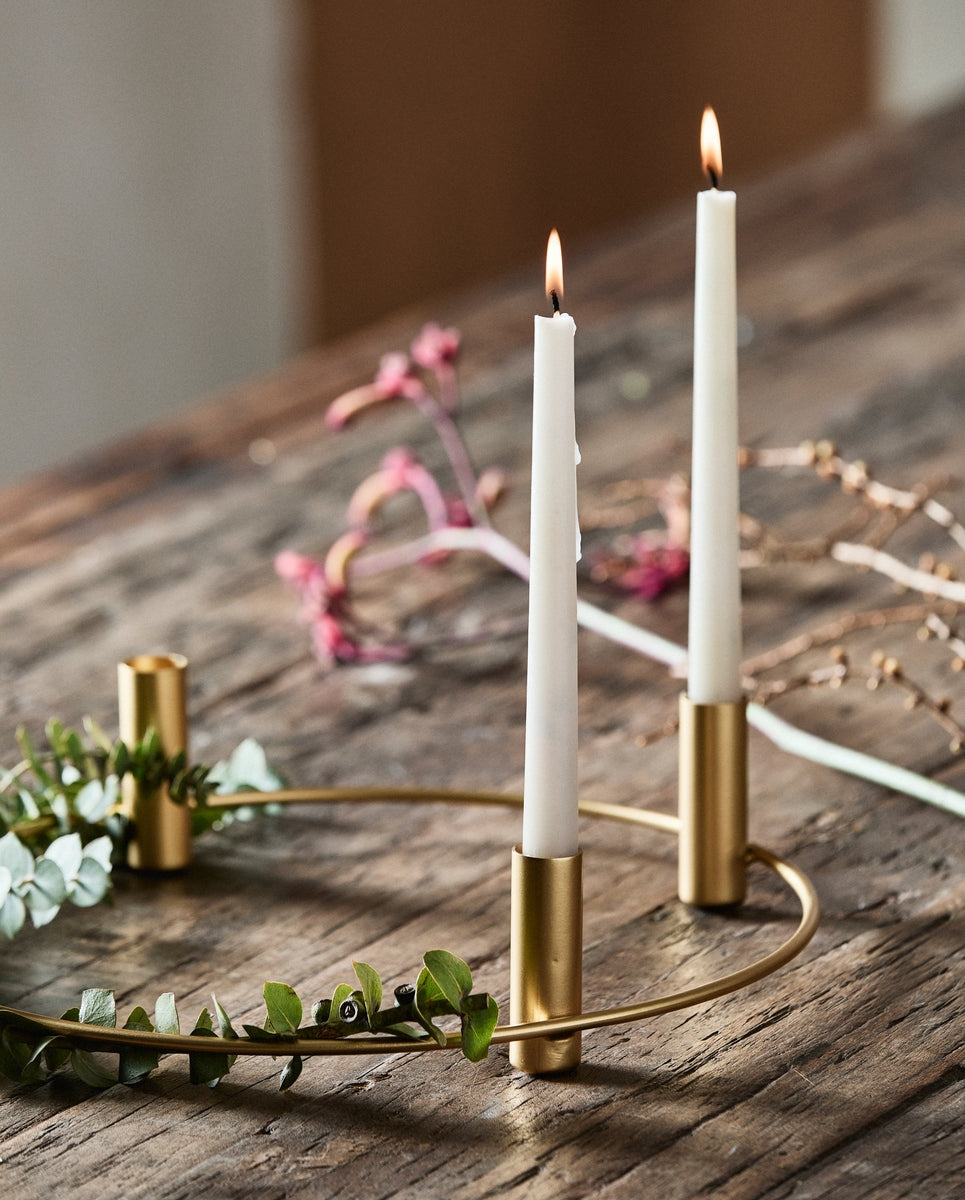 IRONA candle holder, f/4 candles, brass finish