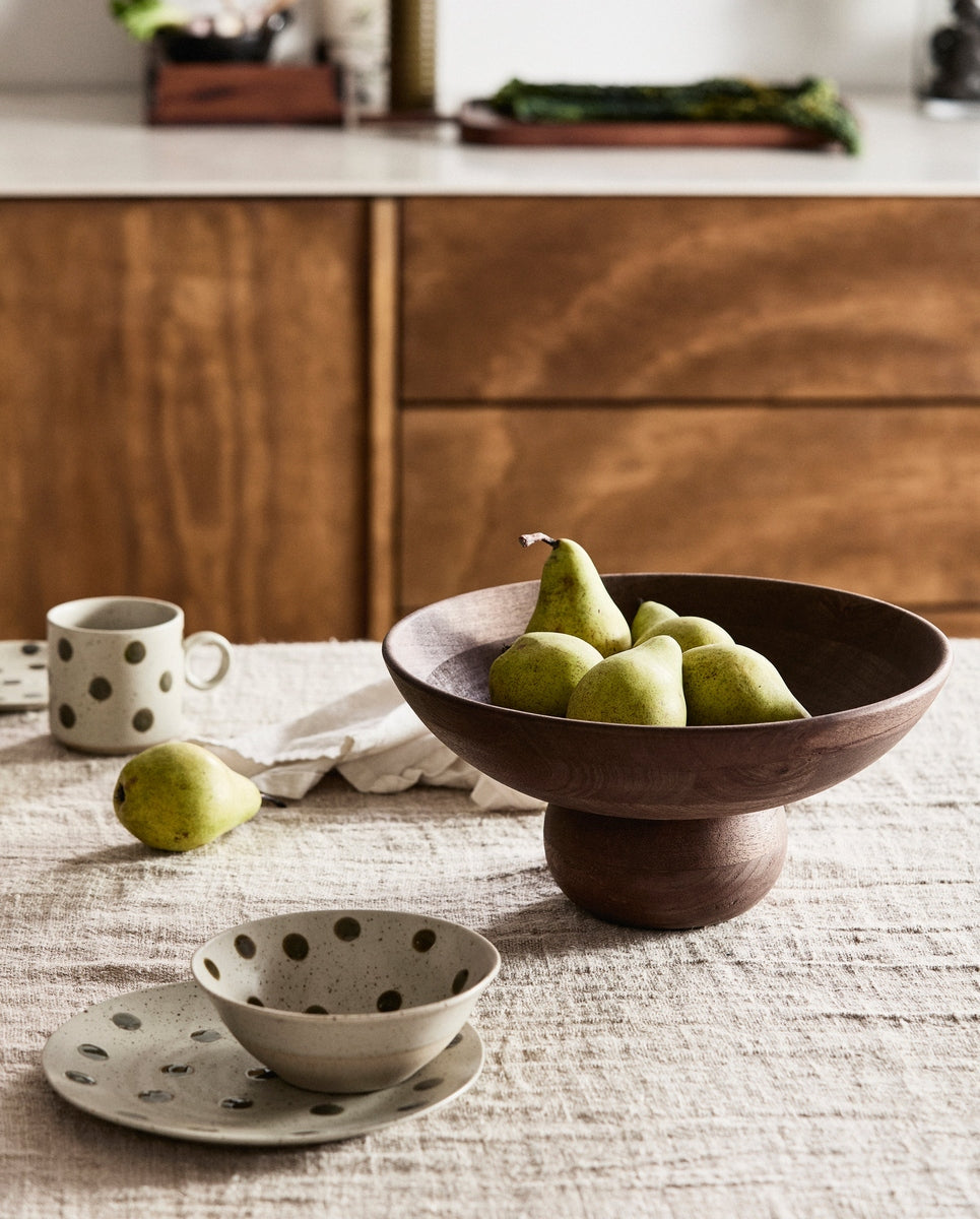 GRAINY dot bowl, sand/green