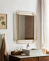 SQUARE mirror - brass finish