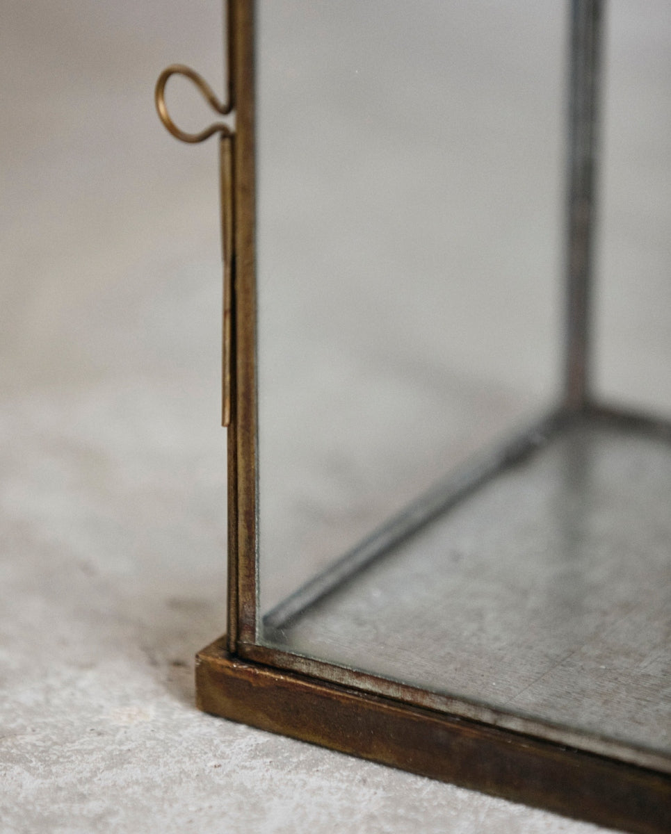 Lanterne ANTIQUE, carrée avec dessus, L - finition dorée