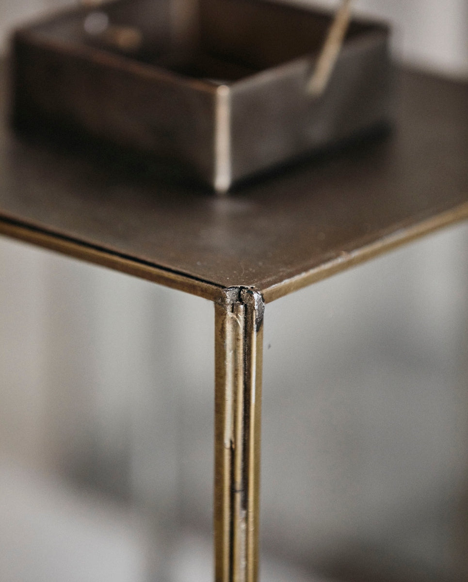 ANTIQUE lantern w/flat top, S - golden finish