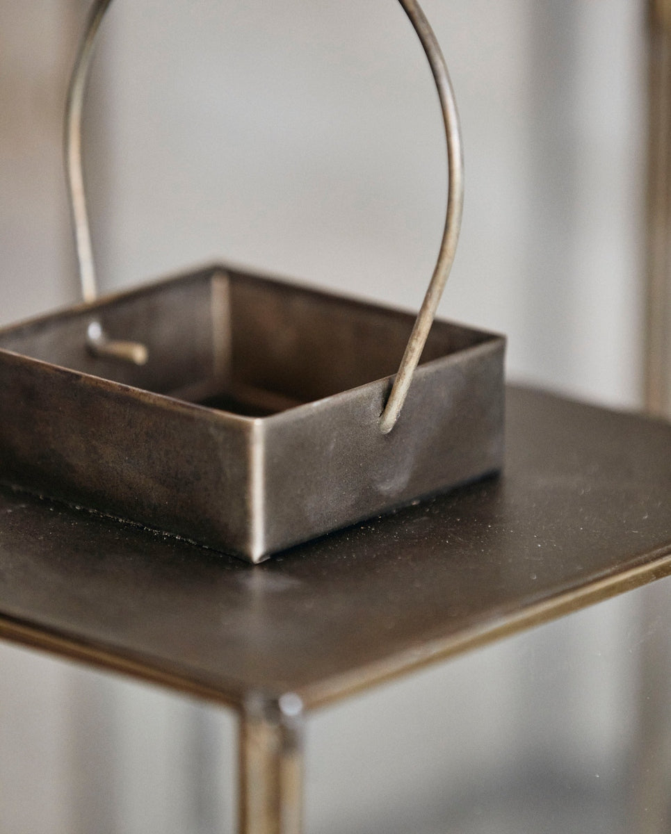 ANTIQUE lantern w/flat top, M - golden finish