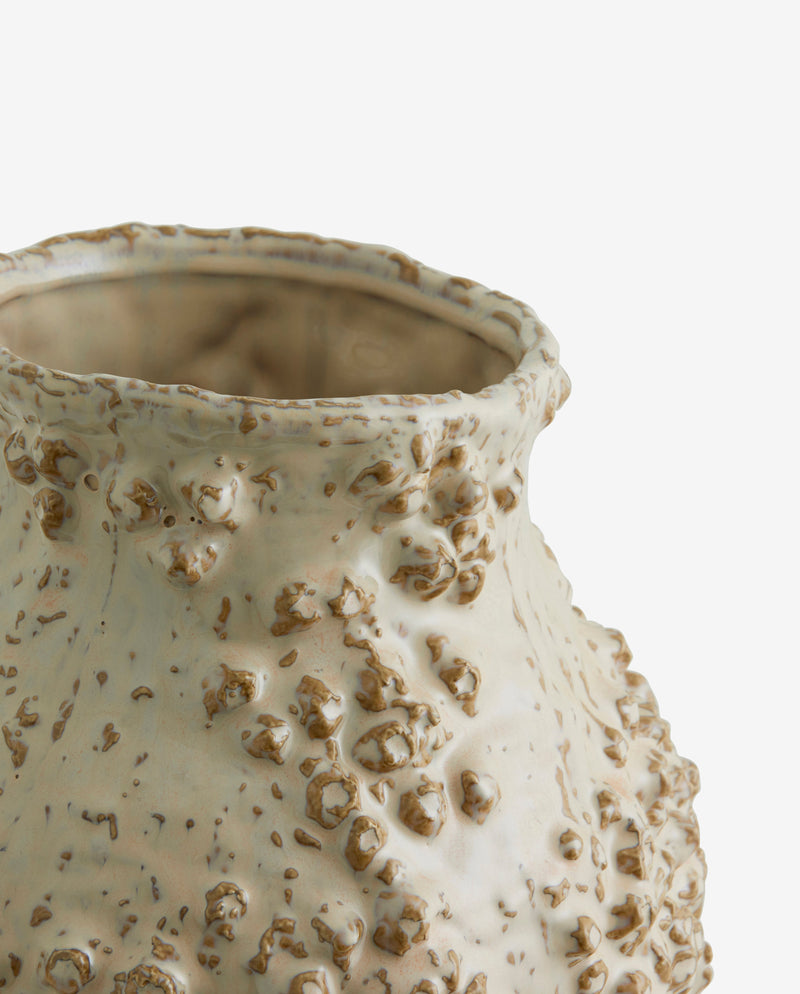 NORMAN vase, M - beige/brown glace