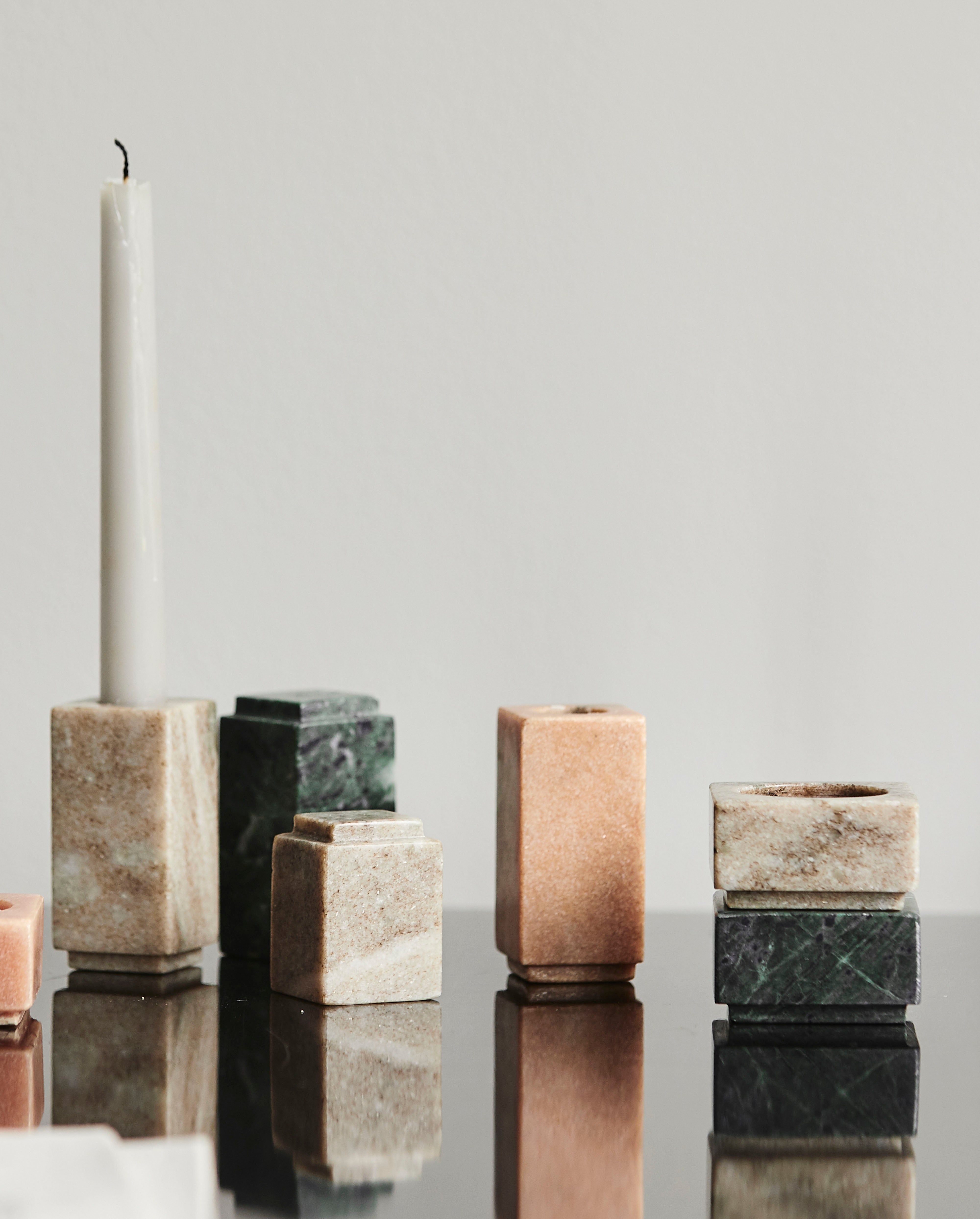 HAIDA t-light holder - green marble