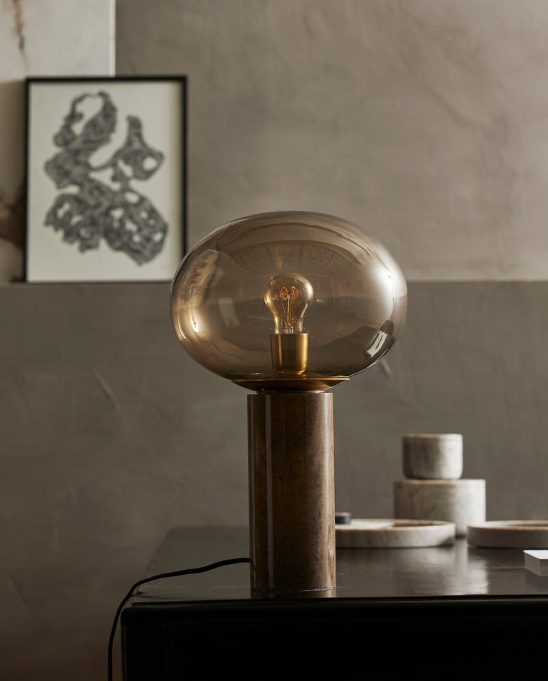 BES table lamp - smoked w/marble