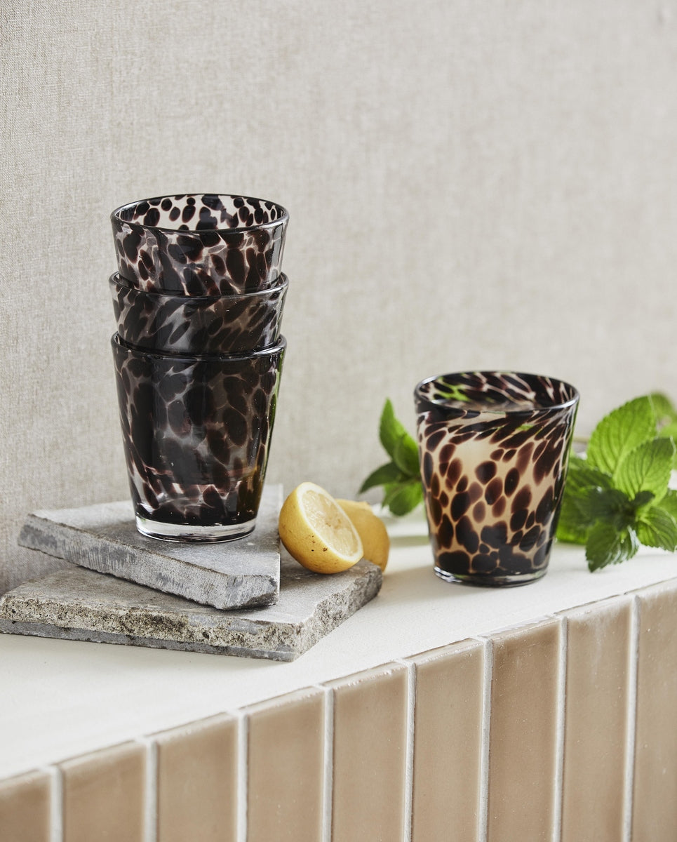 TEPIN drinking glass, clear/brown