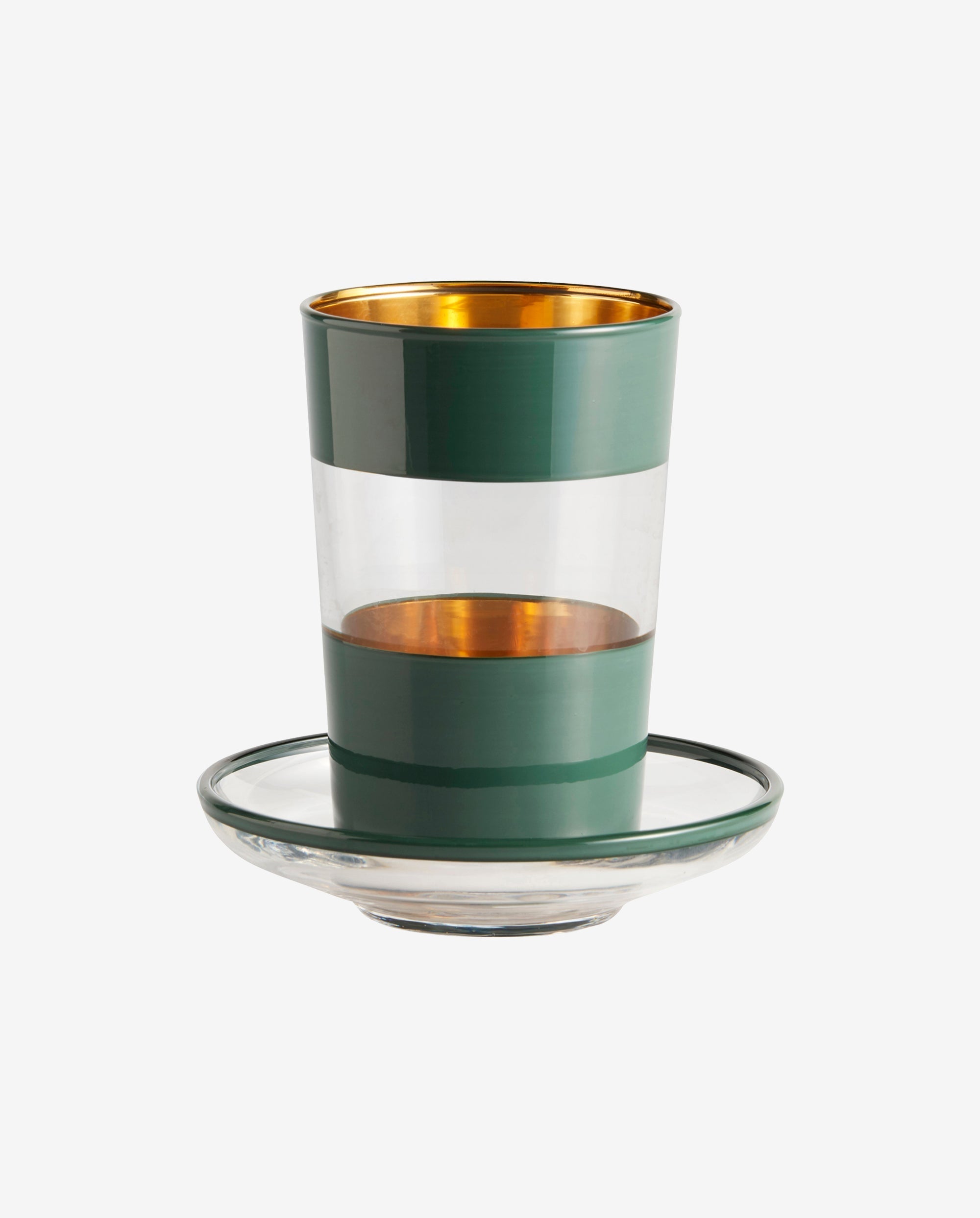 Theeglas met schotel, donkergroen