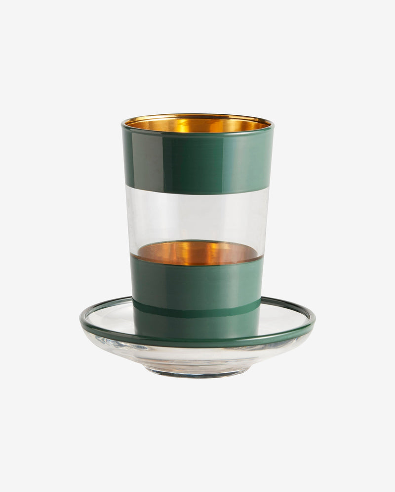 Tea glass w/saucer, dark green