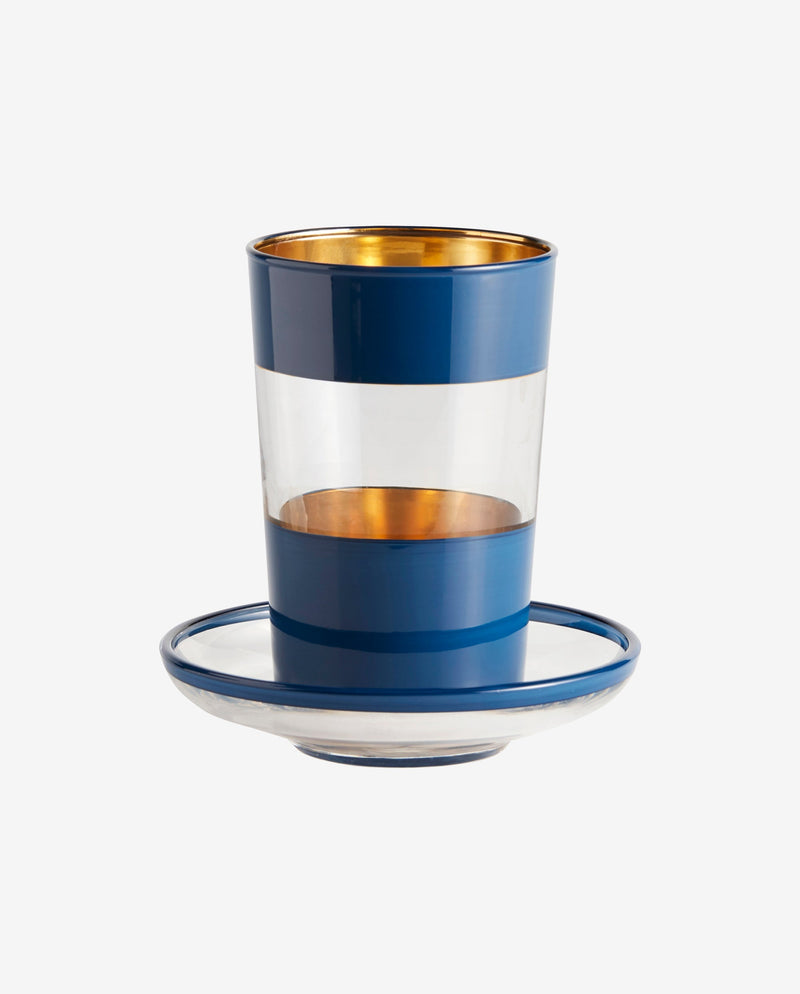 Tea glass w/saucer, dark blue