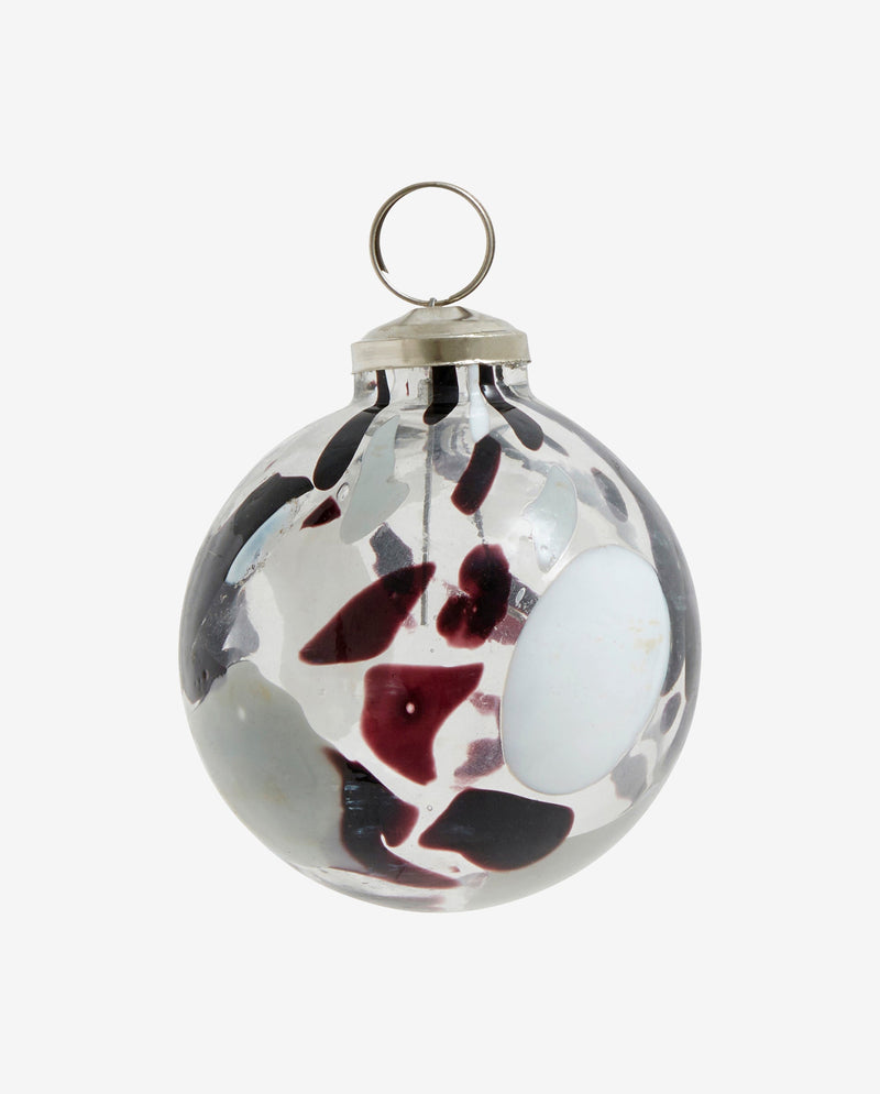 Glass ornament, S, mix w/black - white