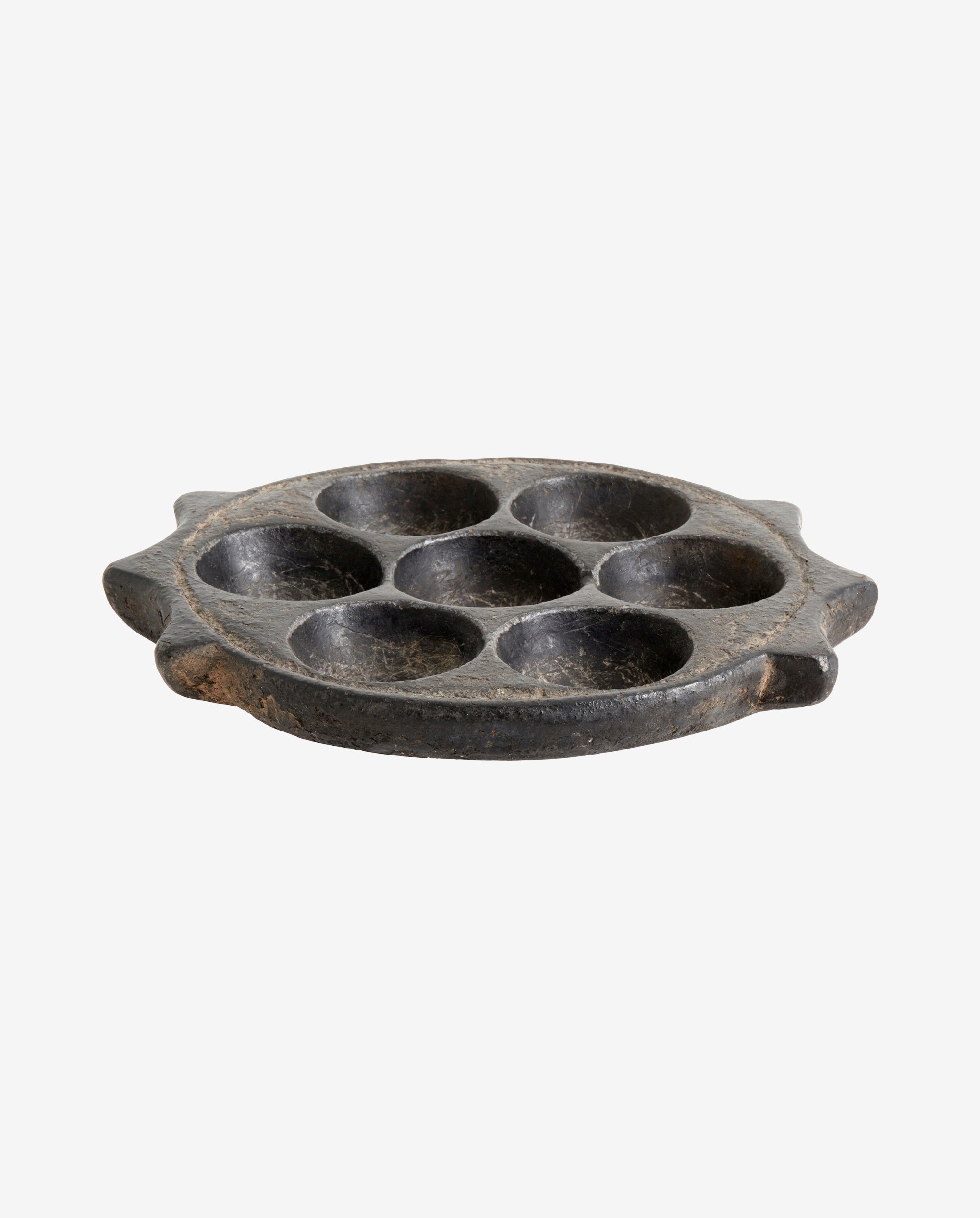 STONE t-light holder, round - black