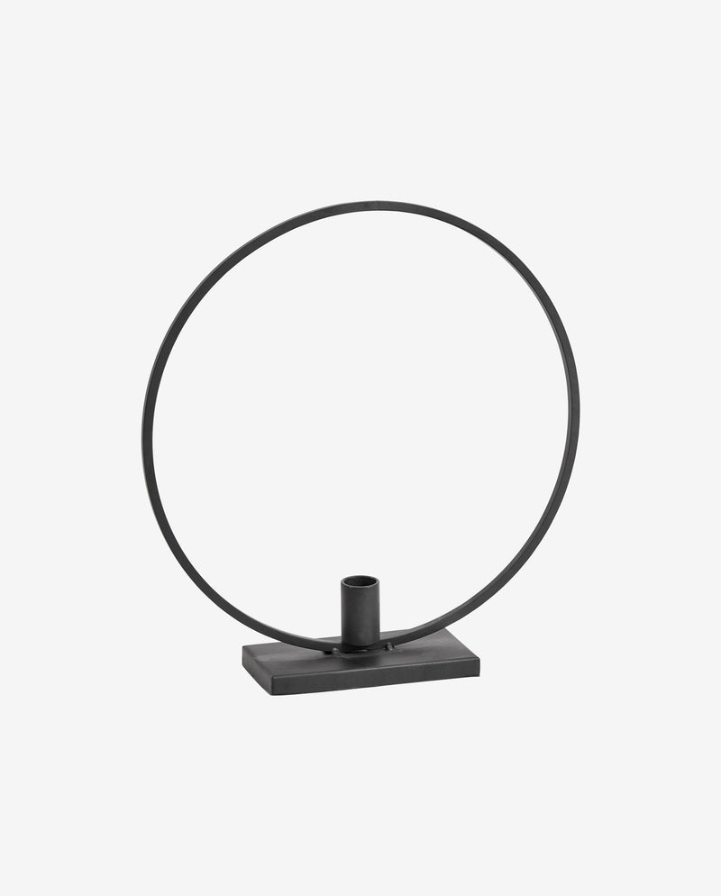 IKOYI metal candle holder w/circle - black