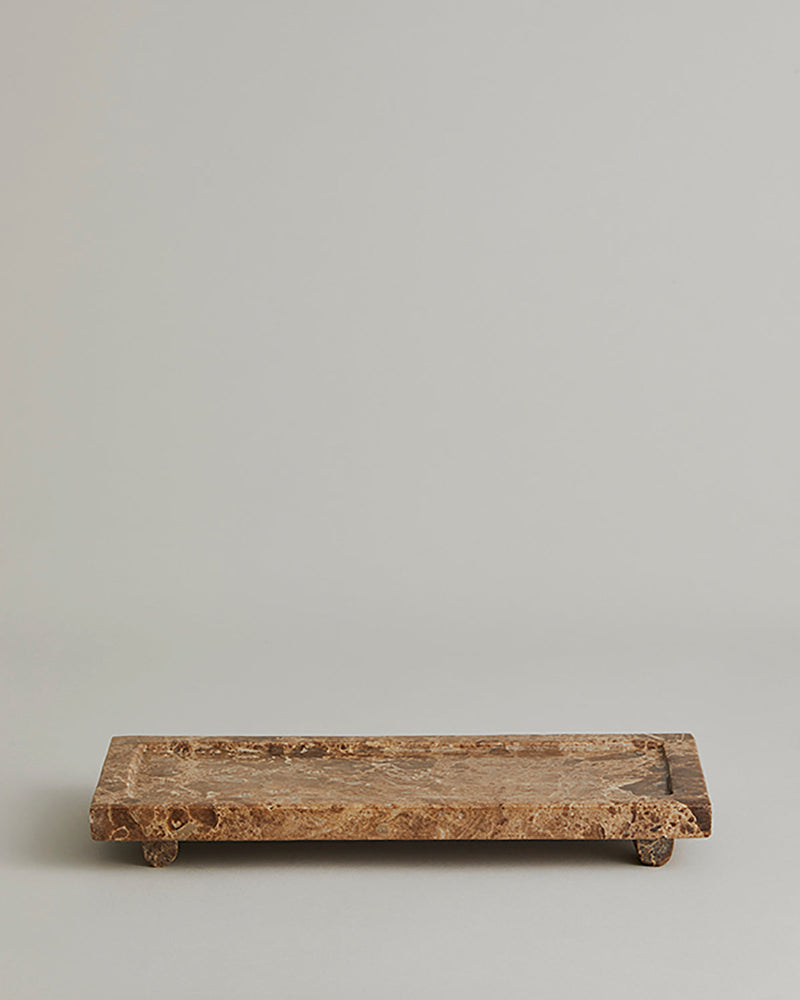 AYU marble tray, flat rectangular - brown