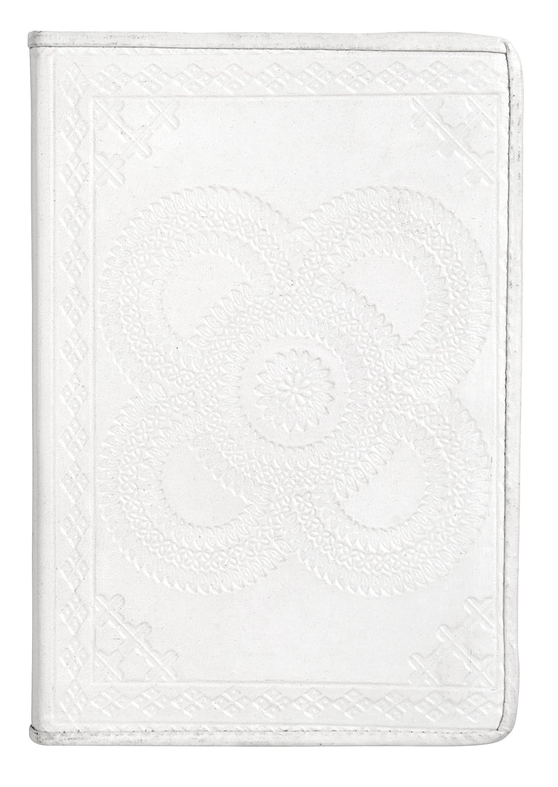 Notebook, embossed leather, small - white