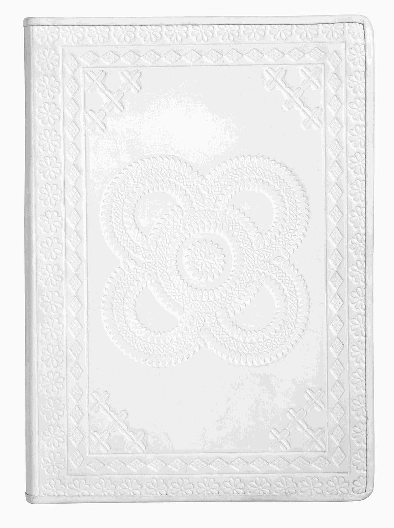 Notebook, embossed leather, large - white