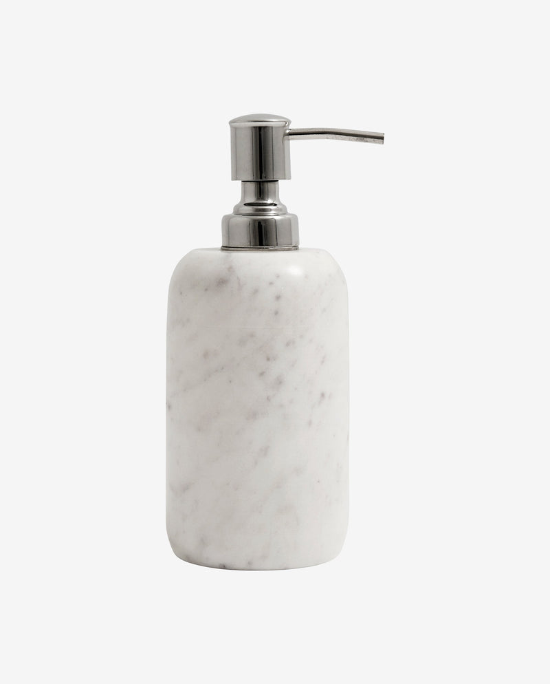 Soap dispenser, white marble/silver top