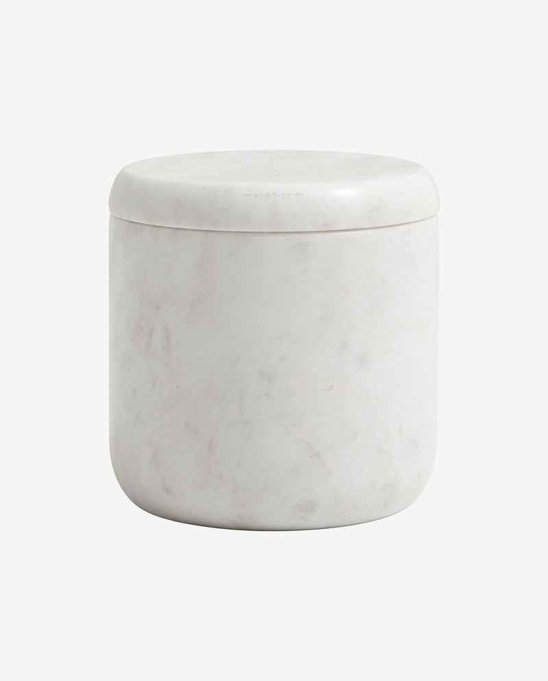 Jar w/lid, white marble