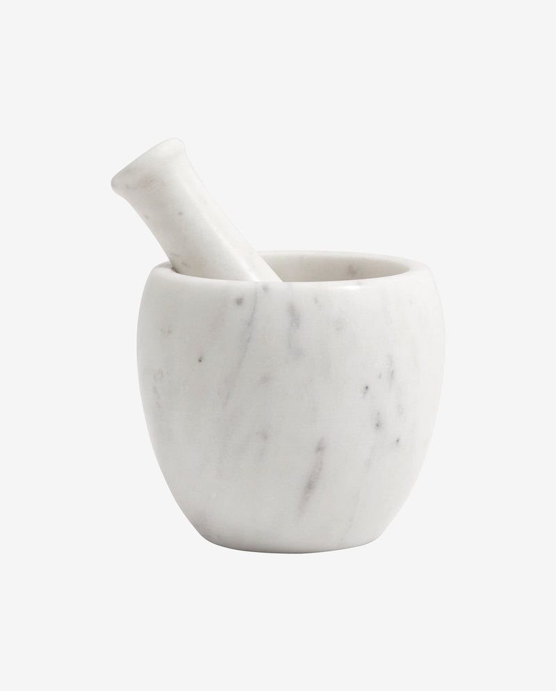 Mortar w/pestle, white marble