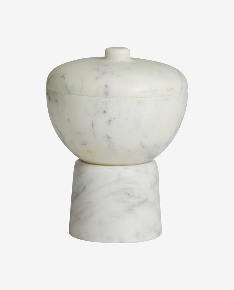 KALI storage bowl w/lid, white marble