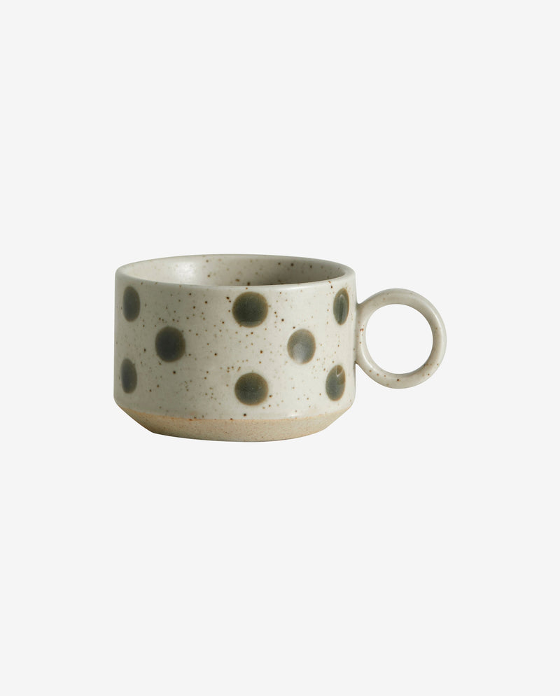 GRAINY tea cup w. handle, sand/green