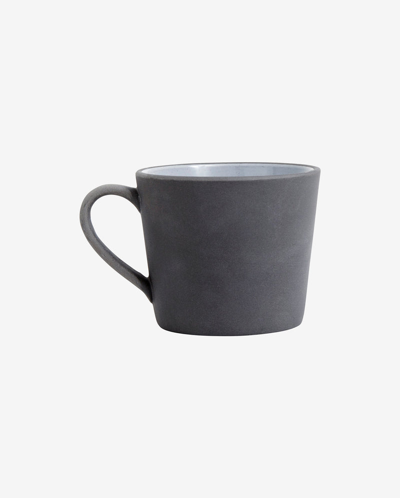 Stoneware mug w. handle, black/white