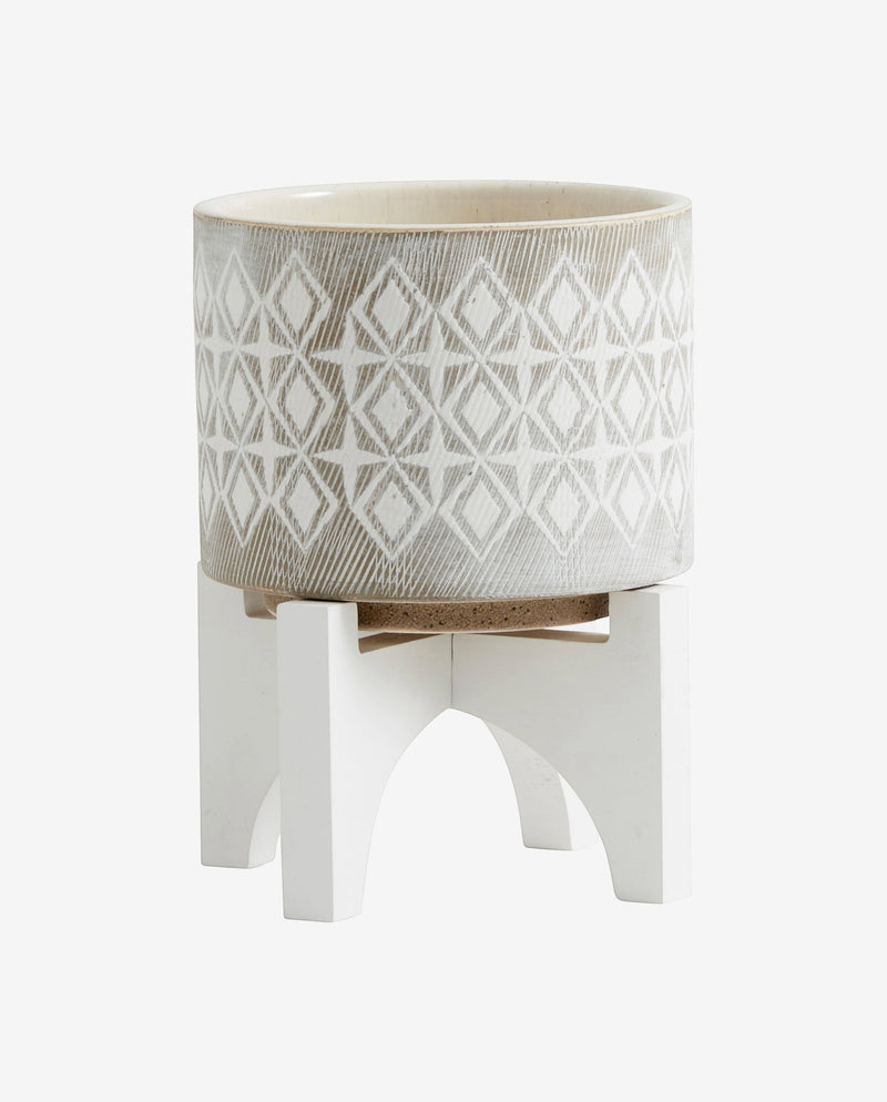 Pot on stand, S, white