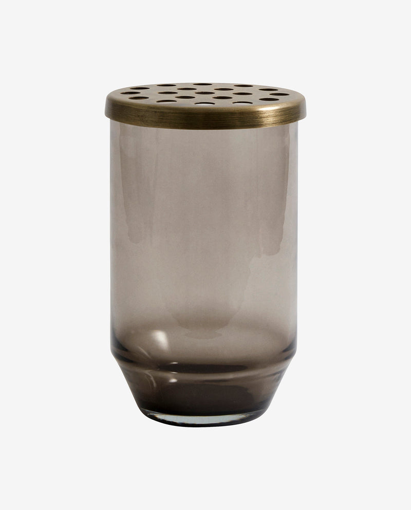 Vase en verre OAHU avec couvercle, noir poussiéreux, S
