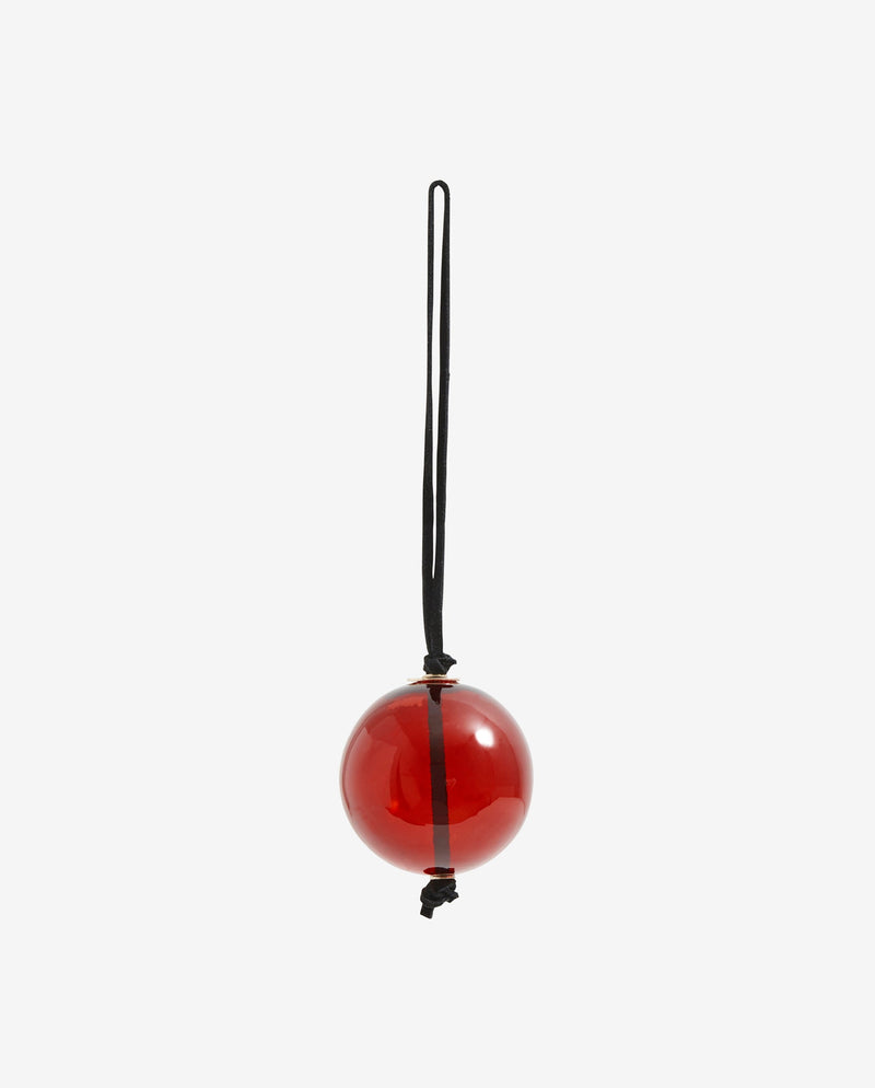 Glass hanger - red w/suede string