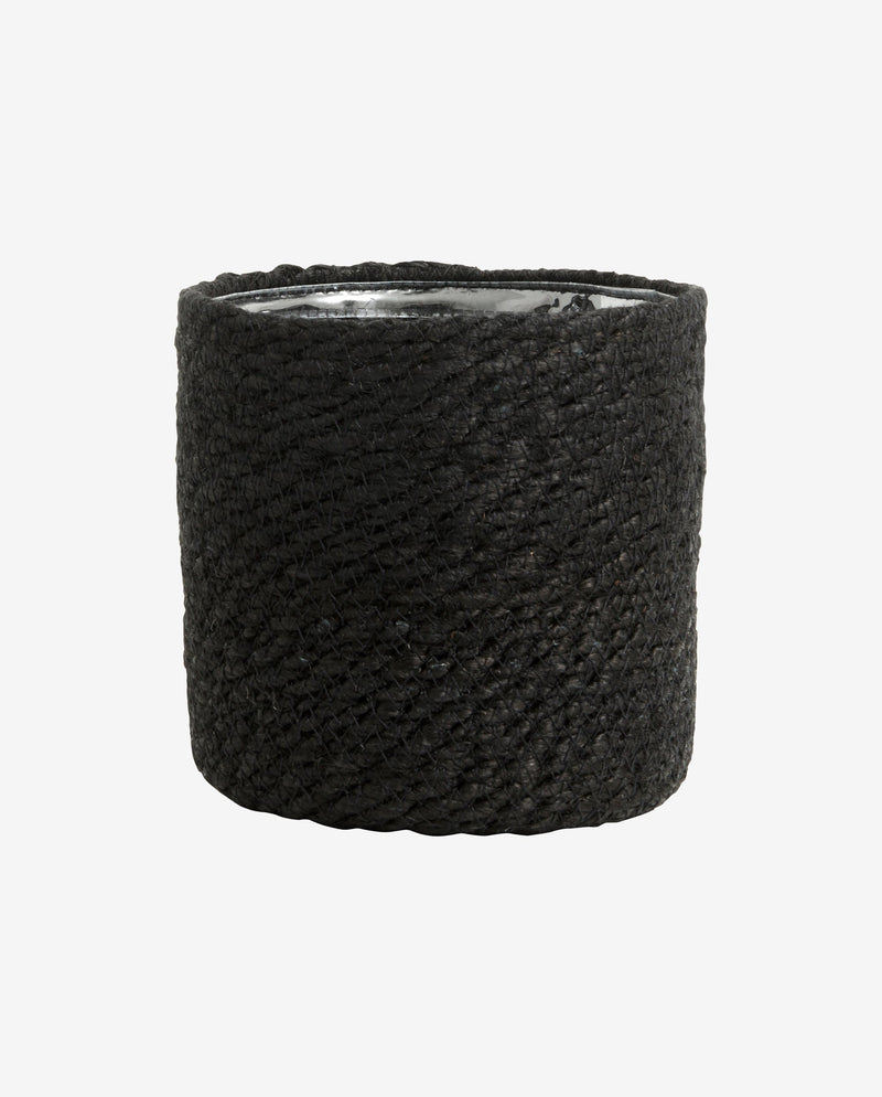 Jute basket with pvc inside, black, S