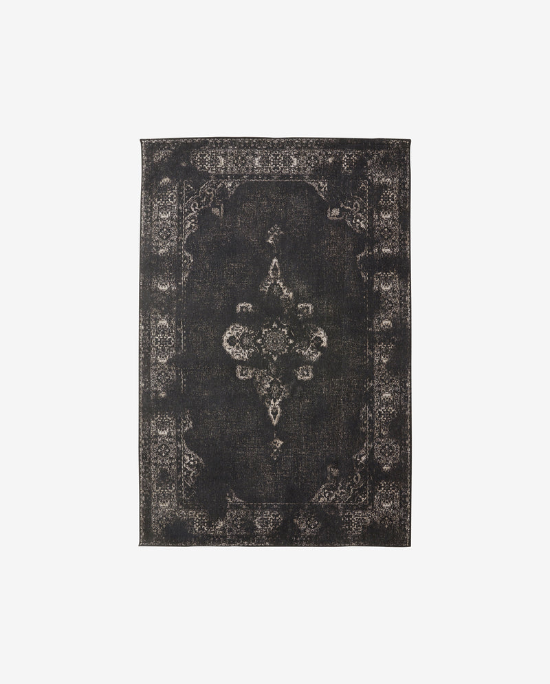 Tapis tissé GRAND, gris foncé/noir