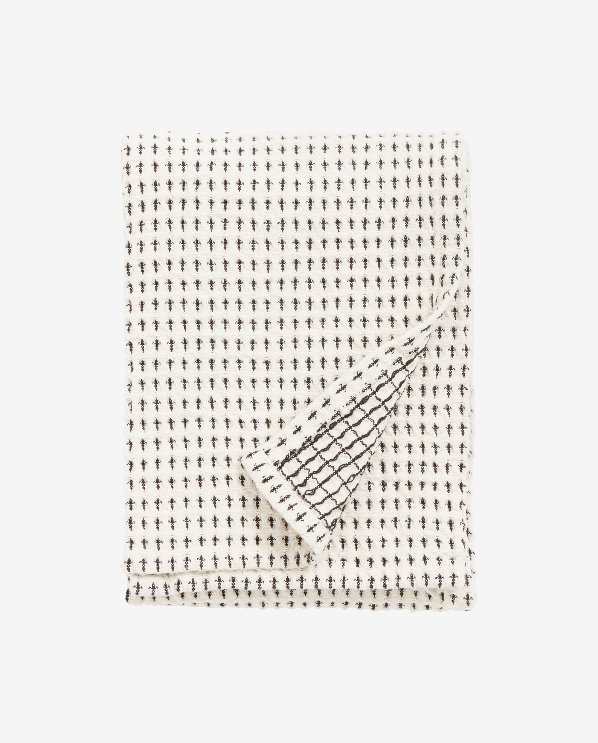 Tea towel, waffle, off white w/black