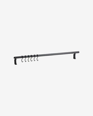 MALO shelf, 6 hooks - black