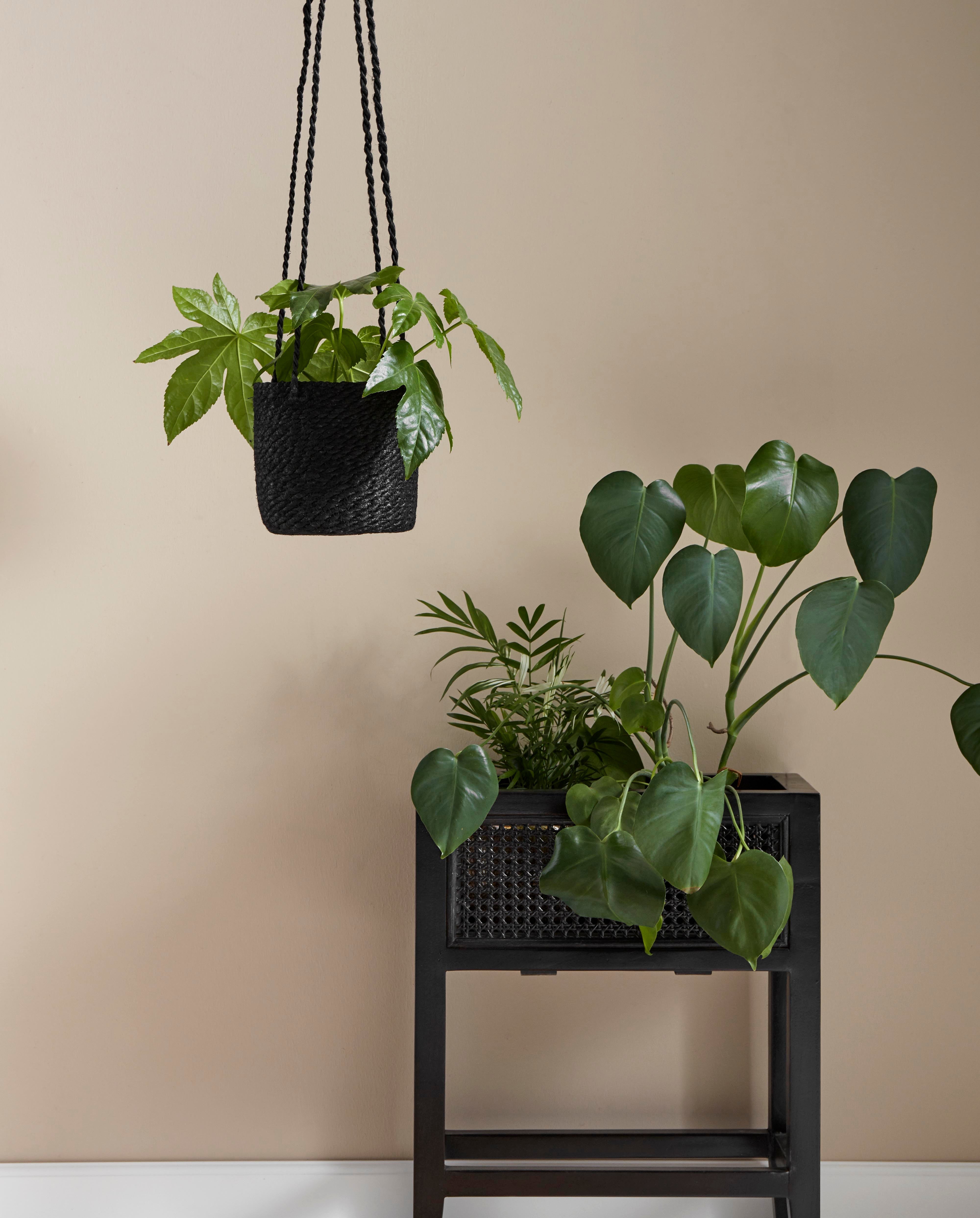 Vaso sospeso in juta con interno in PVC, nero