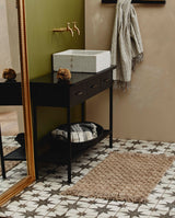 LUNA bath rug w/fringes - light brown