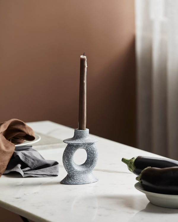 EGADI candleholder, M, grey texture
