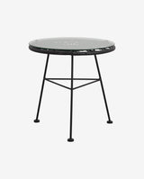 ALBA rundt havebord i polyrattan og glas - ø45 cm - sort - nordal.dk
