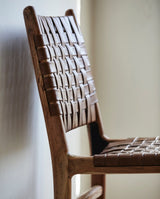 Chaise de salle à manger AYA, cuir marron/bois