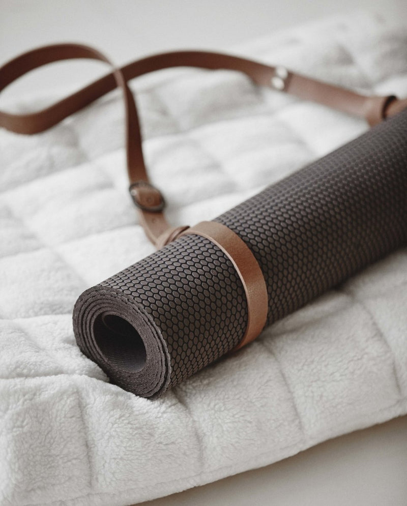 YOGA leather strap for yoga mat, l.brown