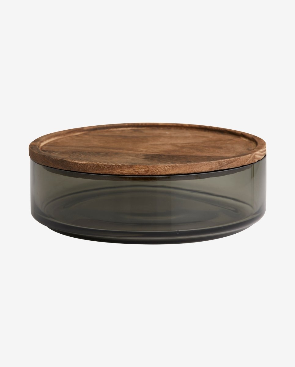 BASIL opbevaringsglas med låg i træ - 1300 ml - nordal.dk